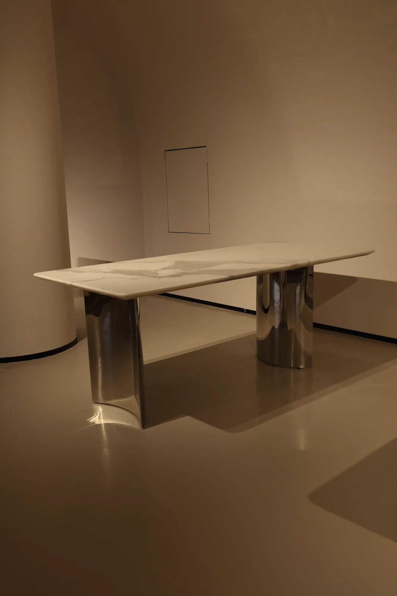 Calacatta White Rectangular Dining Table - full product view