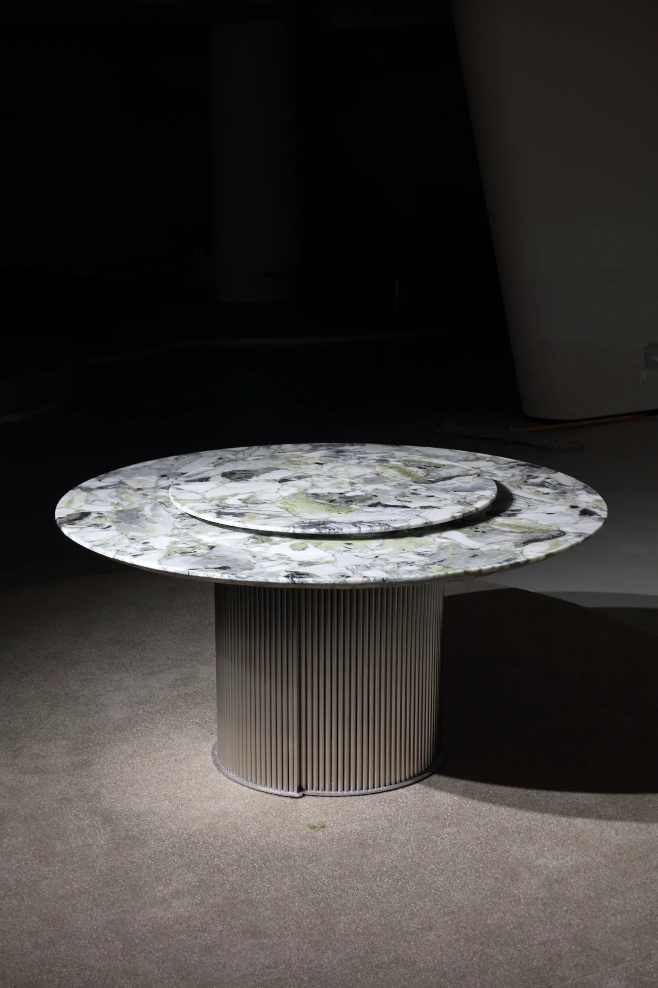 Cold Jade round natural-stone dining table