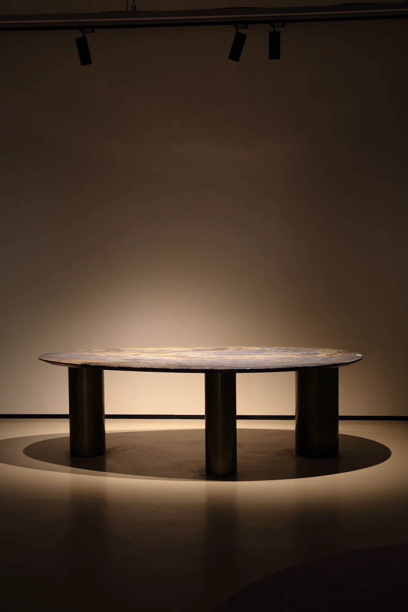 Jingtai Blue Oval Dining Table - full product view